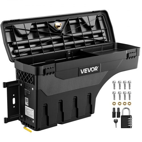 VEVOR Truck Bed Storage Box, 25 L Waterproof ABS Wheel Well Tool Box with Anti-Theft Combination Lock, Compatible with 2019-2023 Dodge Ram 1500, Driver Side Left (Drilling Required)