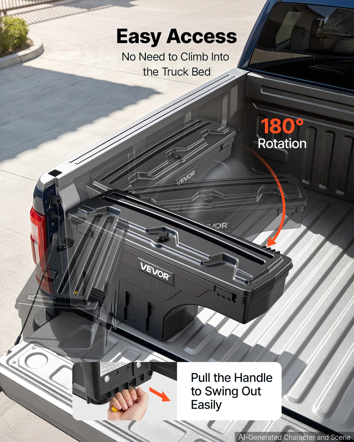 VEVOR Truck Bed Storage Box, 25 L Waterproof ABS Wheel Well Tool Box with Anti-Theft Combination Lock, Compatible with 2019-2023 Dodge Ram 1500, Driver Side Left (Drilling Required)