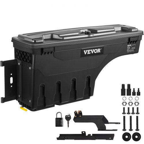 VEVOR Truck Bed Storage Box, Lockable with Password Padlock, 6.6 Gal/25 L ABS Wheel Well Tool Box, Waterproof and Durable, Compatible with Ford F-150 2015-2021, Drivers Side (Left)