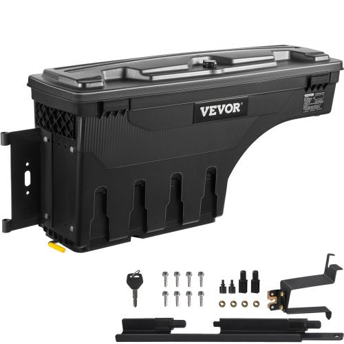 VEVOR Truck Bed Storage Box, Lockable Lid, Waterproof ABS Wheel Well Tool Box 6.6 Gal/20 L, Compatible with Chevrolet Silverado 1500 GMC Sierra 1500 2019-2020, Driver Side, Black