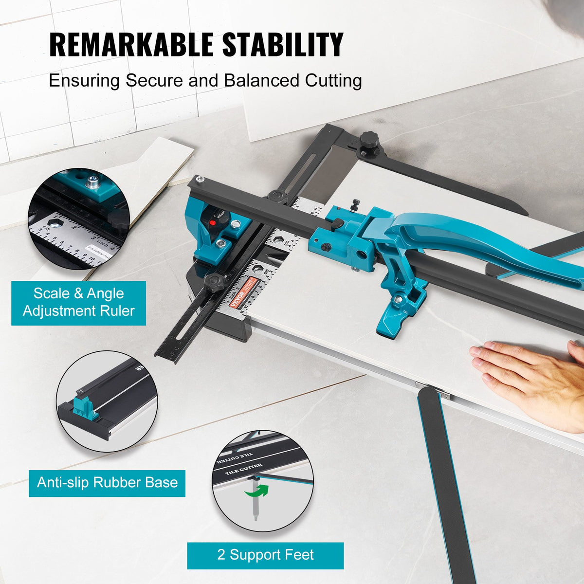 VEVOR Manual Tile Cutter, 1200mm, Porcelain Ceramic Tile Cutter with Tungsten Carbide Cutting Wheel, Infrared Positioning, Anti-Skid Feet, Durable Rails for professional installers or beginners