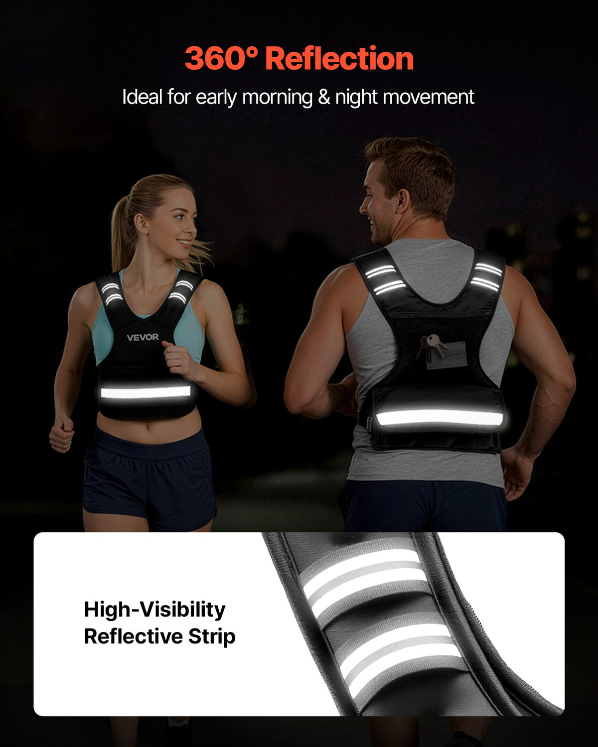 VEVOR Adjustable Weighted Vest, 4.7 kg Comfortable X-Shape Body Weight Vest Set with 6 Weight Packs and Reflective Stripe, for Men Women, Workout Equipment for Strength Training Running Jogging