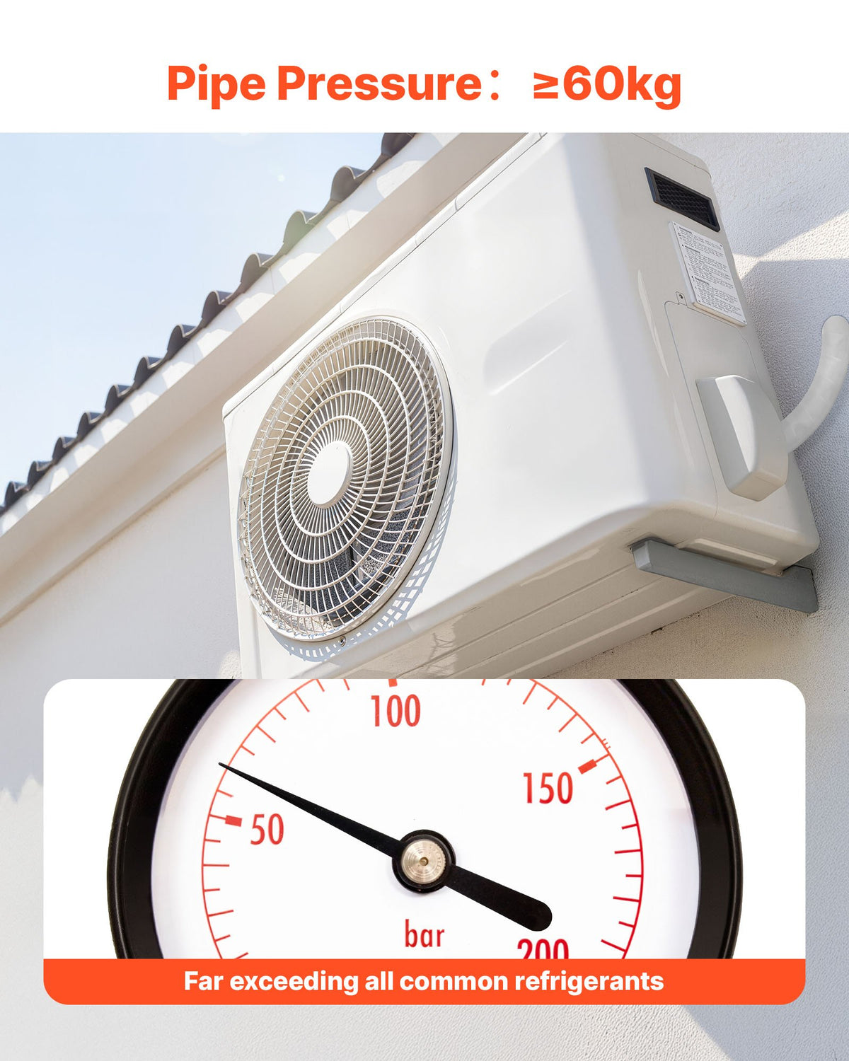 VEVOR 15.2m Mini Split Line Set, 6.4 & 12.7mm OD AC Copper Tubing Pipe, 3/8 White PE Thickened Insulated Coil with Flared Nuts, Strapping Tapes, for Mini Split Air Conditioner HVAC or Heat Pump System