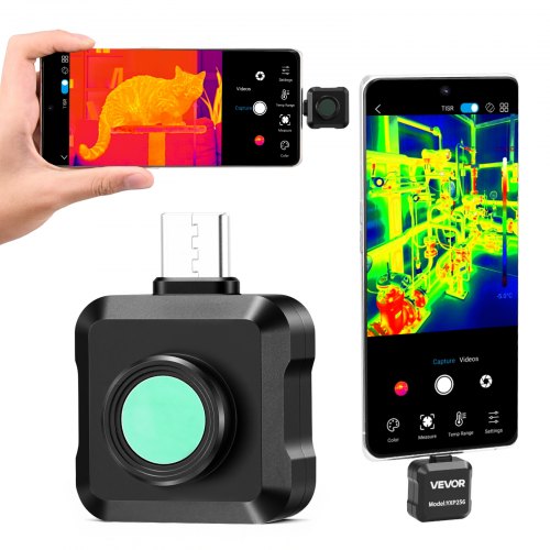 VEVOR Thermal Imaging Camera for Android, 512 x 384 TISR Super Resolution, 25HZ Refresh Rate Infrared Thermal Imager for Smartphone Tablet, 256 x 192 IR Resolution, -20°C to 550°C & 15 Color Palettes