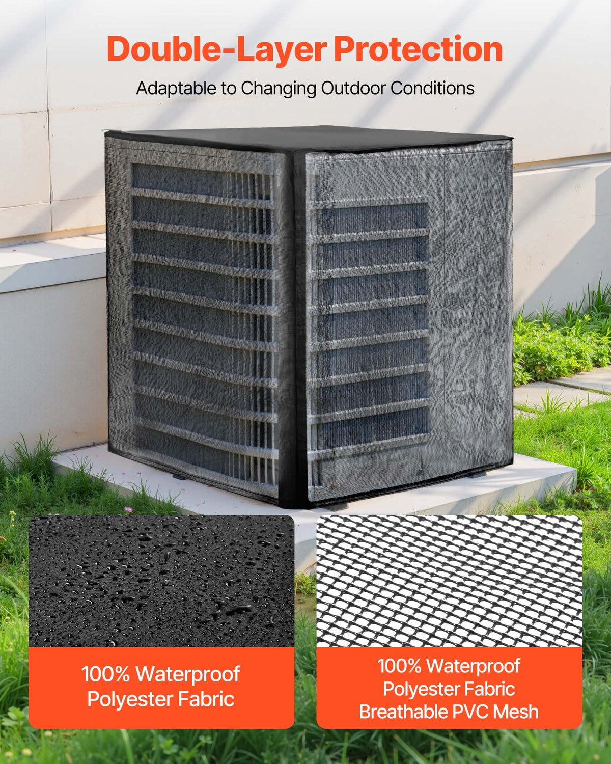 VEVOR Air Conditioner Cover, 812 x 812 x 914 mm Ac Cover for Air Conditioning Unit, Dual-Layer, Detachable Canopy,Waterproof Polyester, Universal HVAC Protector for Outdoor Outside Ac Unit, Black