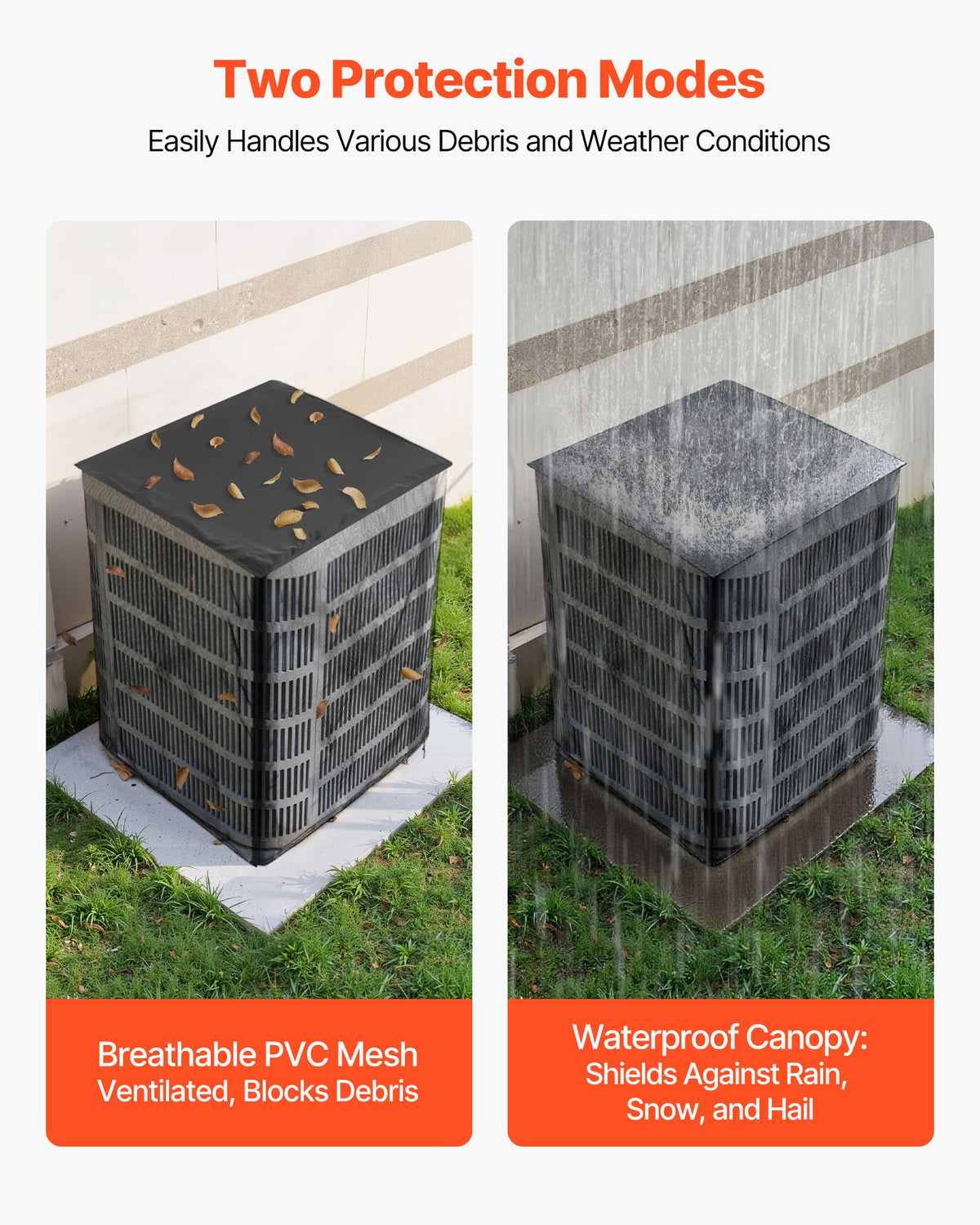 VEVOR Air Conditioner Cover, 812 x 812 x 914 mm Ac Cover for Air Conditioning Unit, Dual-Layer, Detachable Canopy,Waterproof Polyester, Universal HVAC Protector for Outdoor Outside Ac Unit, Black