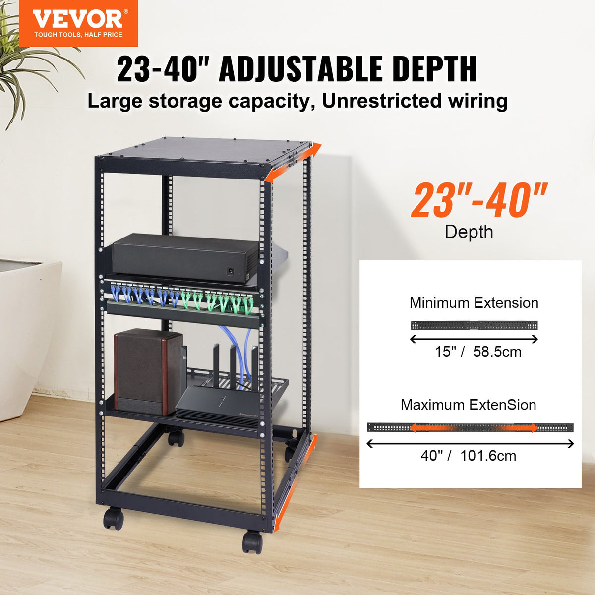 VEVOR 20U Open Frame Server Rack