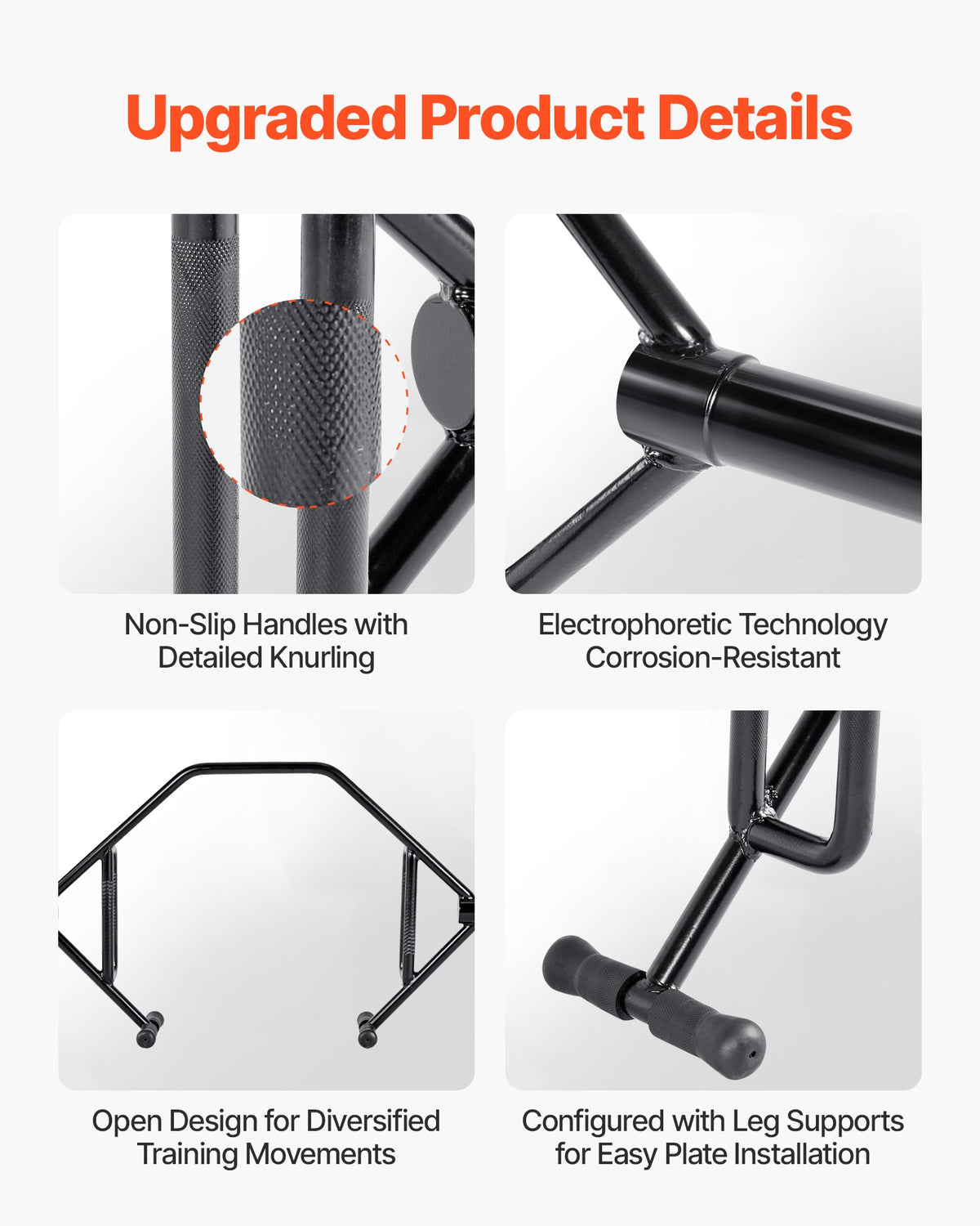 VEVOR Trap Bar Hex Bar, Open-Ended Frame Hex Barbell, 50mm 360 kg Capacity Shrug Bars with Knurled Grips, Weightlifting and Strength Training Equipment, Home Gym for Squats Deadlifts Shoulder Press