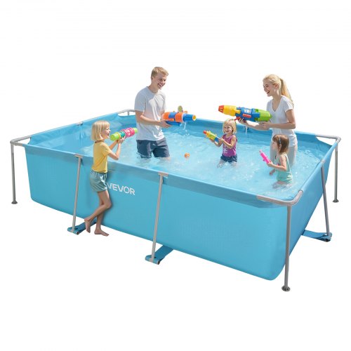 VEVOR Frame Above Ground Swimming Pool, 3 x 2 x 0.762 m Rectangular Steel Metal Frame, Large Rectangle Outdoor Backyard Family Pool, Easy to Assemble Rust-Resistant, 3959.54 L Water Capacity, Blue