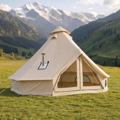 VEVOR Oxford Bell Tent, 4 Seasons 4 m Yurt Tent for Camping with Stove Jack, Waterproof Breathable Holds up to 4 People with Zipped Detachable Floor, Family Camping Glamping Outdoor Hunting Party