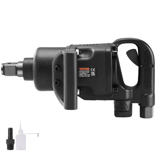VEVOR 2.5 cm Air Impact Wrench, Up to 3698.45 N·m Reverse Torque Output 2.5 cm Pneumatic Impact Gun Lightweight w/ 2 Handles for Heavy Duty Repairs and Maintenance