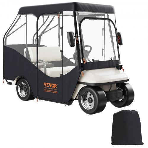 VEVOR Golf Cart Enclosure, 420D Polyester Driving Enclosure with 4-Sided Transparent Windows, 4 Passenger Club Car Covers for 2+2 Passenger Golf Carts, Sunproof and Dustproof Outdoor Cart Cover