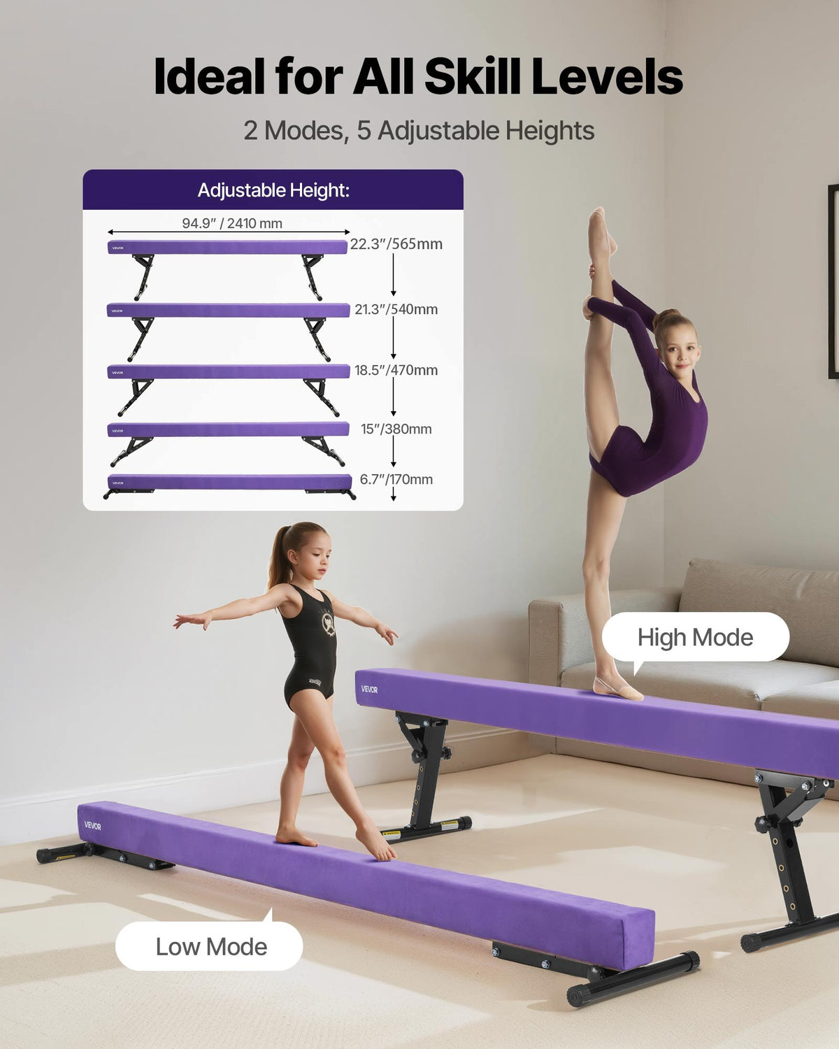 VEVOR Adjustable Balane Beam for Kids