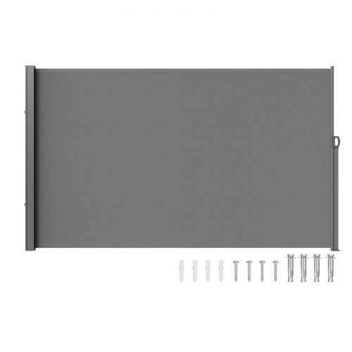 VEVOR Retractable Side Awning, 63''x 118'' Outdoor Privacy Screen, 180g Polyester Water-proof Retractable Patio Screen, UV 30+ Room Divider Wind Screen for Patio, Backyard, Balcony, Gray