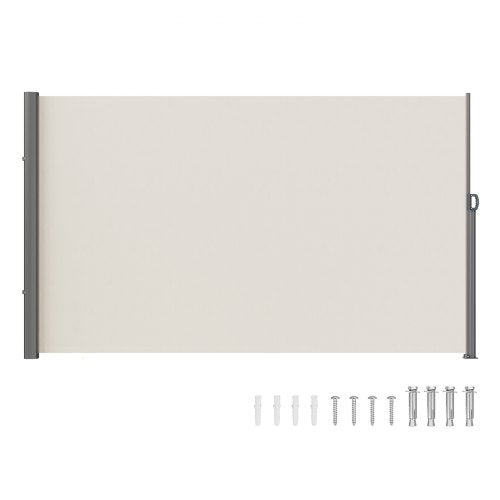 VEVOR Retractable Side Awning, 71''x 118'' Outdoor Privacy Screen, 180g Polyester Water-proof Retractable Patio Screen, UV 30+ Room Divider Wind Screen for Patio, Backyard, Balcony, Beige