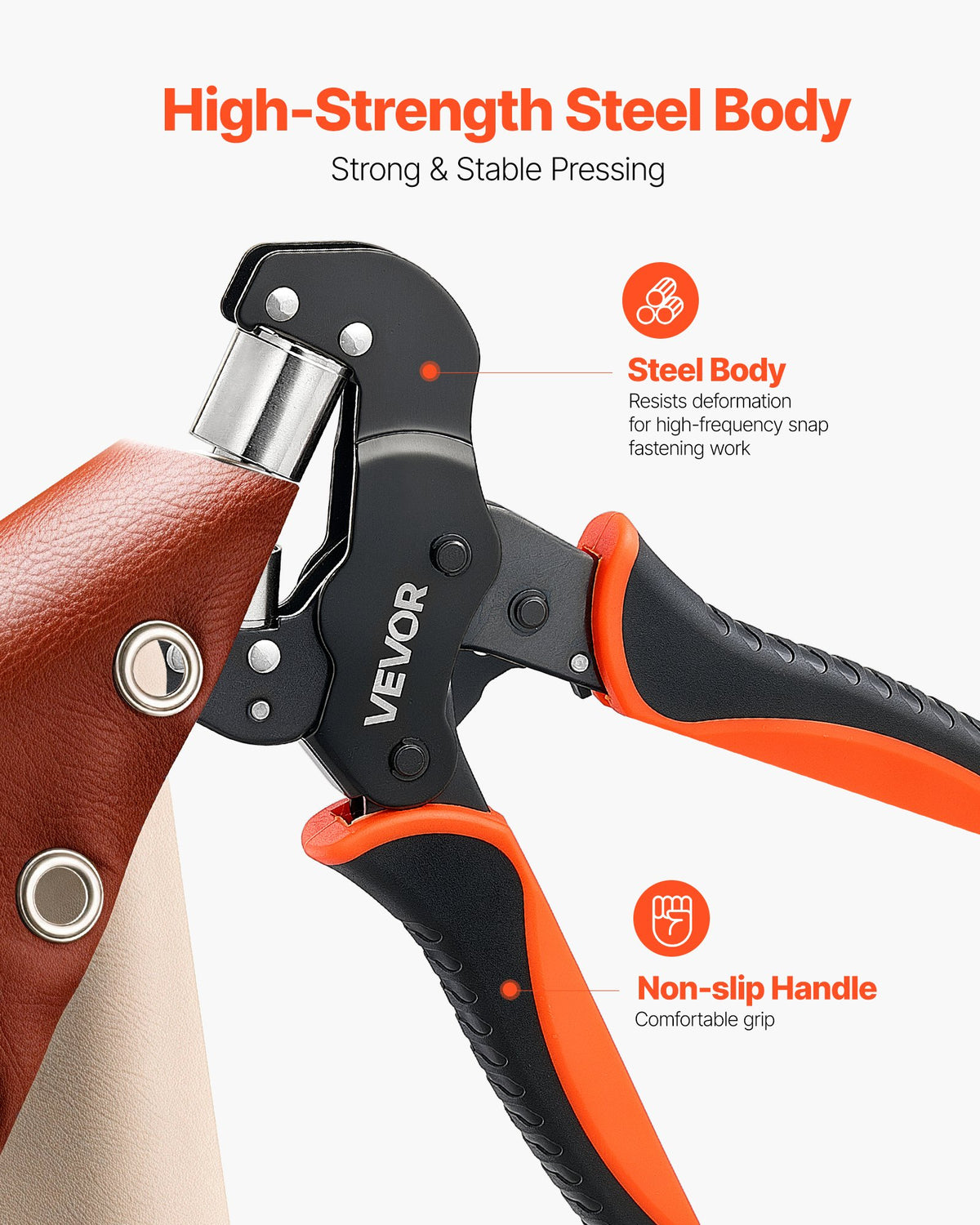 VEVOR Grommet Tool Kit 8 mm 10 mm 12 mm 900 PCS Grommets Eyelet Tool Kit, with Eyelets and Washers, Manual Grommet Press Pliers, Hole Punch Tools, Blocks, for Leather, Tarps, Shoes, Crafts, Fabric