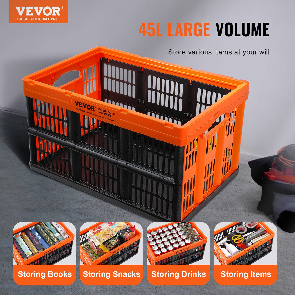 VEVOR Plastic Collapsible Storage Basket