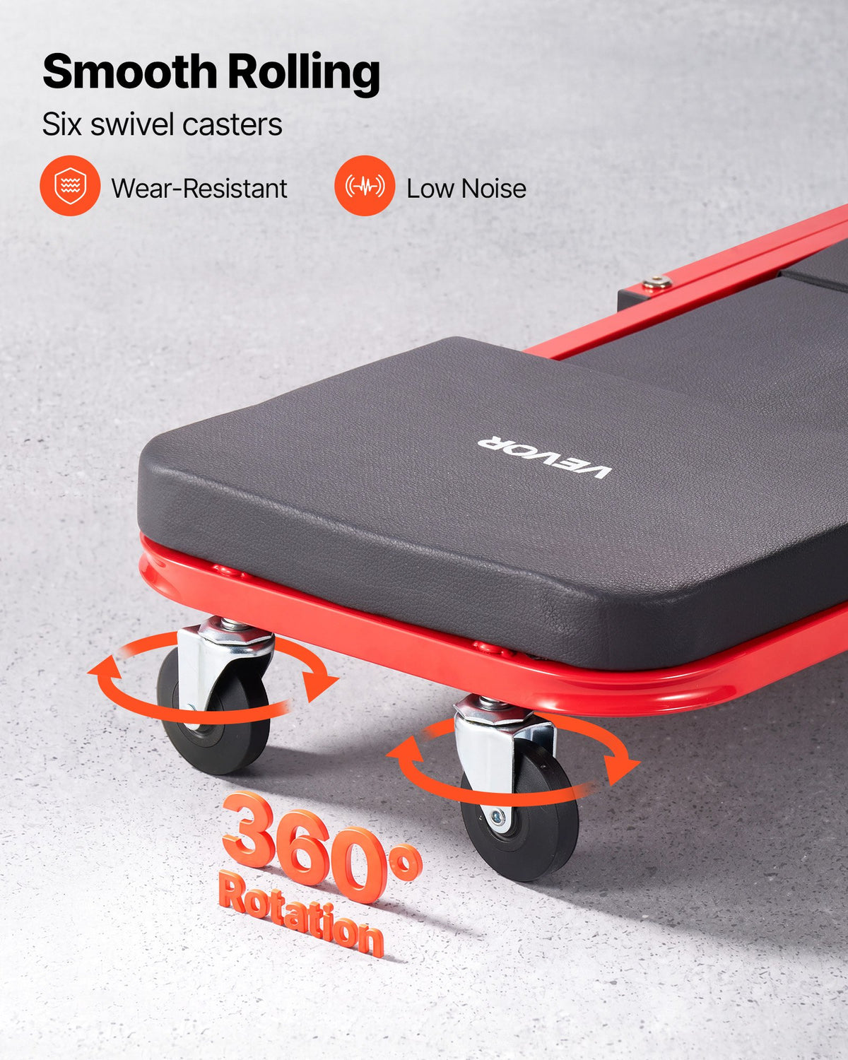 VEVOR 920mm 3-in-1 Folding Mechanic Creeper, Z-Creeper Garage Roller, 150kg Under Car Rolling Creeper with 6 Swivel Casters, Padded Headrest, Lay Down or Sit for Auto Repair