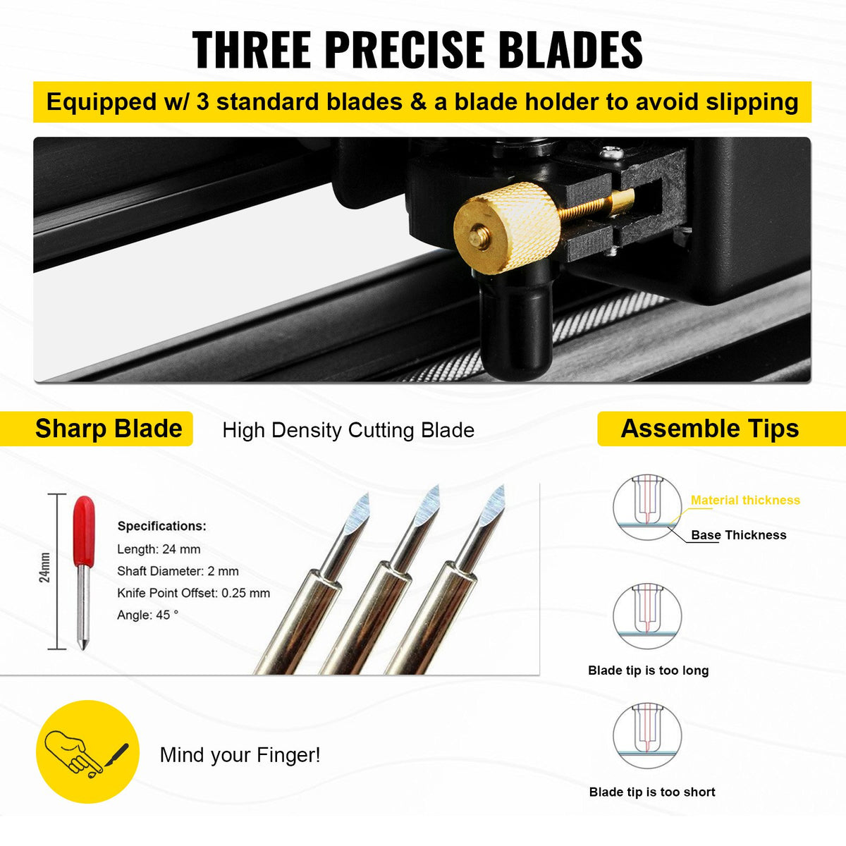 VEVOR Vinyl Cutter Machine, 28 Inch Paper Feed Cutting Plotter Bundle, Adjustable Force & Speed Vinyl Printer, LCD Display Windows Compatible Sign Making kit with Signmaster Software, Supplies, 3 Blad