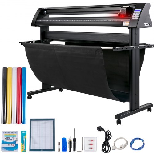 VEVOR Vinyl Cutter, 1350mm Vinyl Plotter, LED Screen Plotter Cutter, Semi-Automatical Built-in Optical Eye, Compatible with SignMaster Software for Windows System with Stand