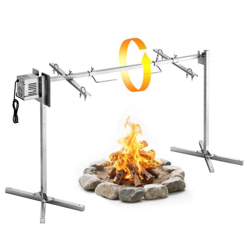 VEVOR Rotisserie Grill 8 Level Height Electric Rotisserie Grill Kit, BBQ Grills Rotisseries Kit with 132 lbs Load Capacity, 38W Motor, Stainless Steel Automatic Grilling Kits for Parties