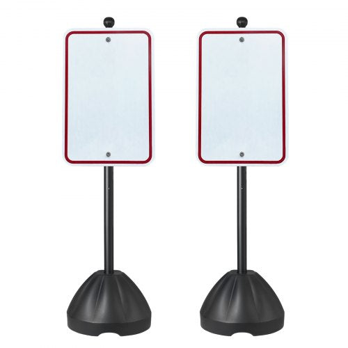 VEVOR Portable Sign Post, 5 ft Cast Iron Sign Post Holder with Hard Plastic Base & Wheels,  Movable Parking Sign Stand for No Parking Street Signs, Handicap Parking Sign,  with Base, Bolts Nuts, Black
