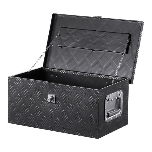 VEVOR Heavy Duty Aluminum Truck Bed Tool Box, Stripes Plated Tool Box with Side Handle and Lock Keys, Storage Toolbox Chest Organizer for Trailer, Pickup, RV, 20"x12"x9.5"(508x304.8x241.3mm), Black