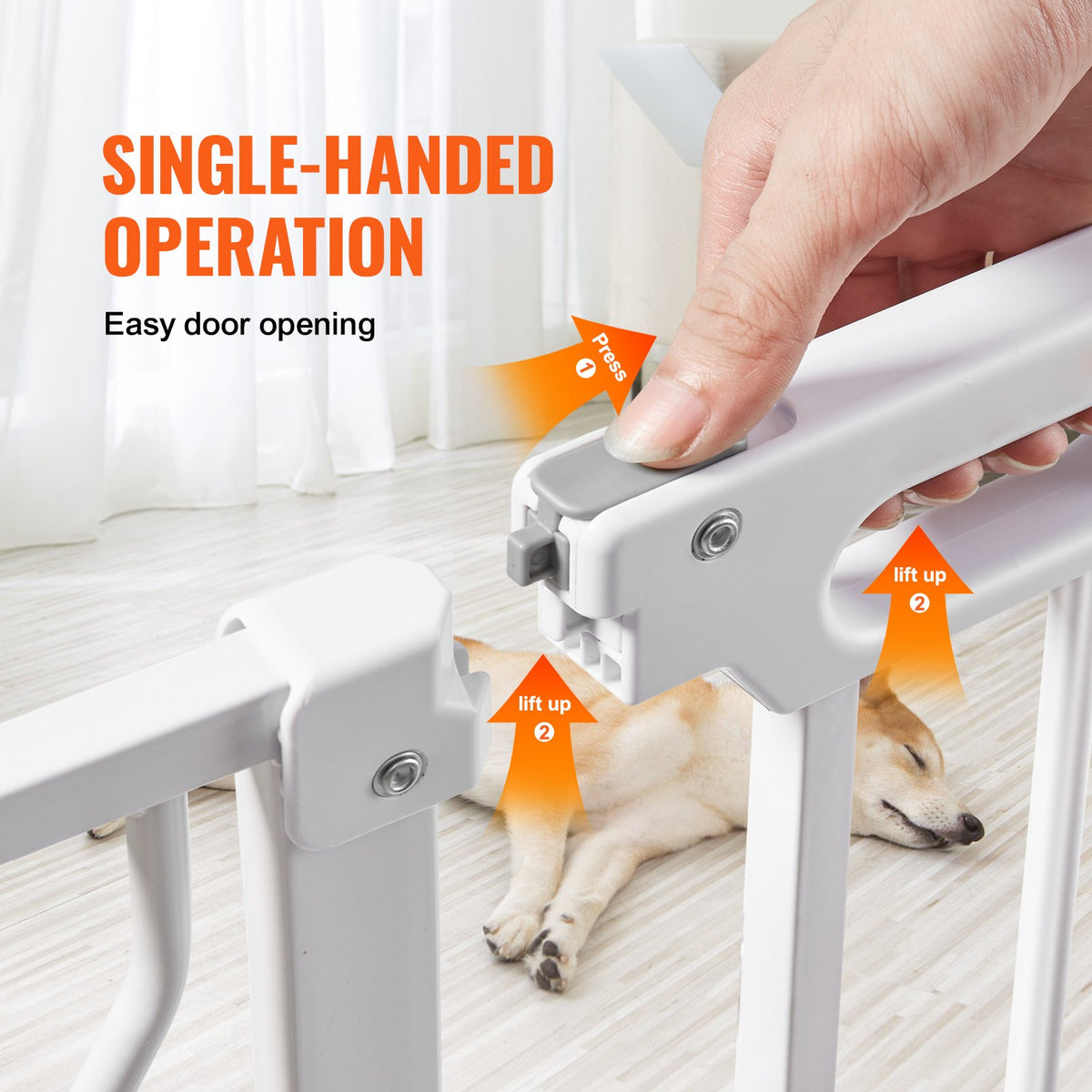 VEVOR Baby Gate, 29.5"-37" Extra Wide, 30" High, Dog Gate for Stairs Doorways and House, Easy Step Walk Thru Auto Close Child Gate Pet Security Gate with Pressure Mount Kit and Wall Mount Kit, White