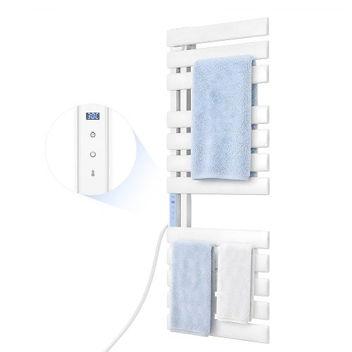 VEVOR Heated Towel Warmer Rack for Bathroom Electric Wall Mounted 12 Bars, Aluminum Alloy Towel Warmer, Overheat Protection, with Touch Screen, 1-24 Hour Timer, 0 to 55°C Adjustable, IPX4 Waterproof