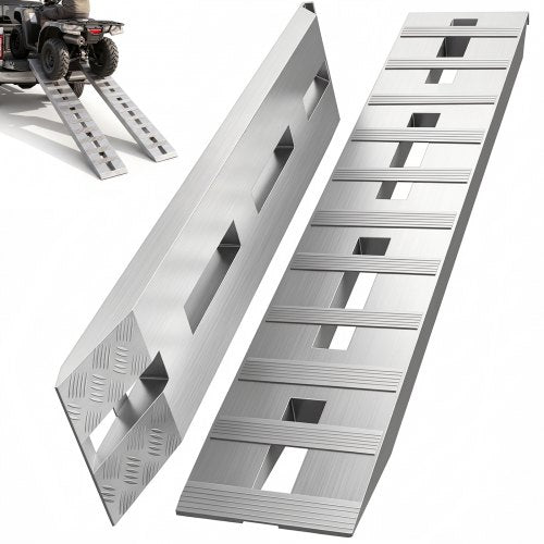 VEVOR 152.4 x 30.5 cm Aluminum Trailer Ramps 2721.6 kg Total Beavertail Hook End 1 Pair 2 Ramps