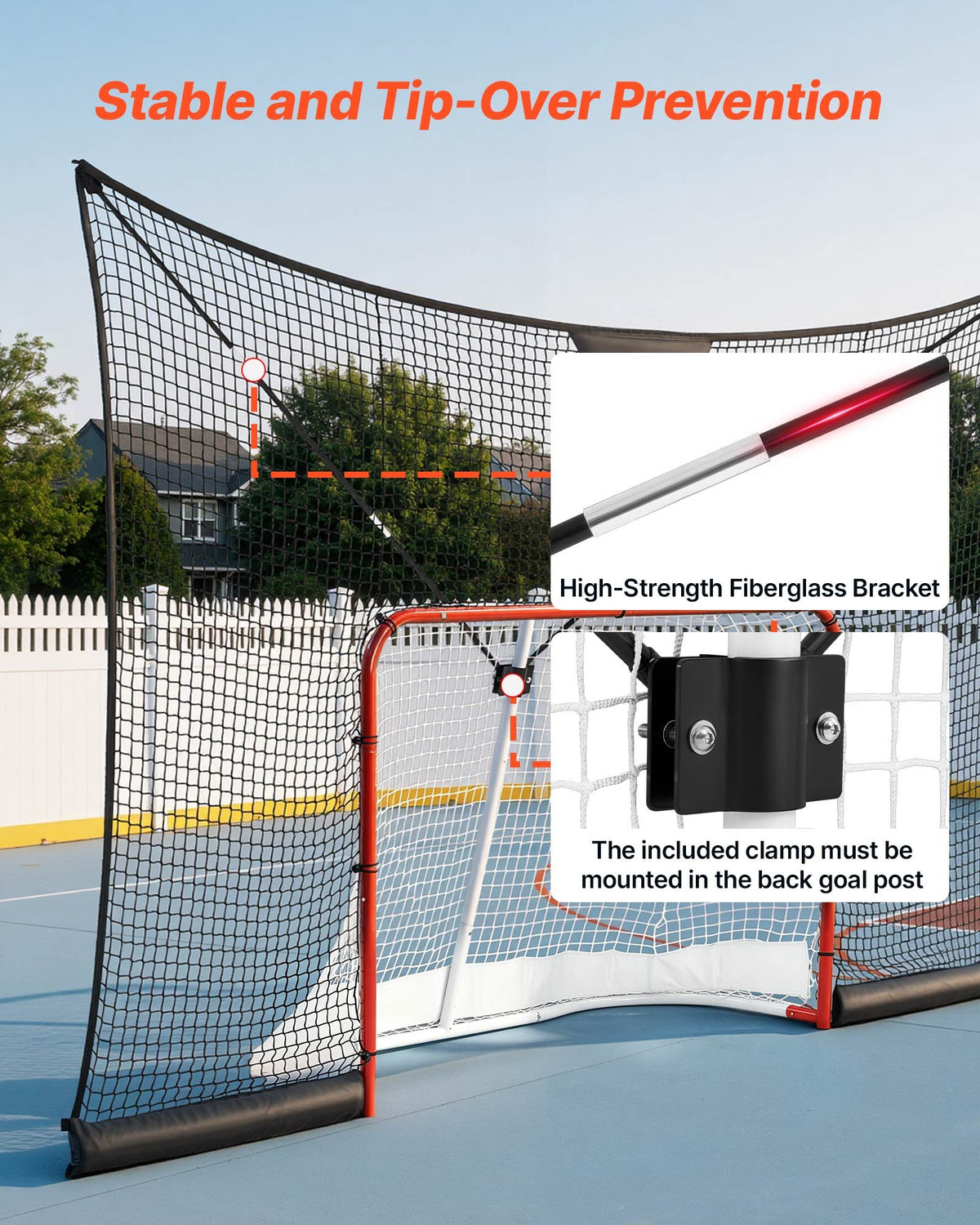 VEVOR Hockey Net Backstop,  366x213 cm Durable Hockey Goal Backstop Net with Extended Coverage, Lightweight and Portable Backyard Training Equipment, Easy Assembly, for Youth Adult (NET ONLY)