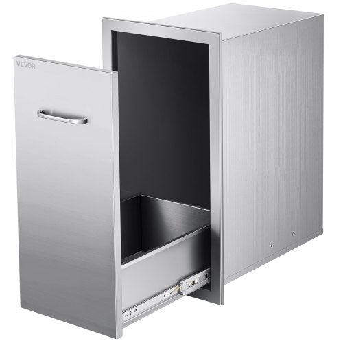 VEVOR Outdoor Kitchen Trash Drawer, 13.54"W x 19.61"D x 25.79"H Interior Storage, Multi-Purpose Outdoor Kitchen Drawers Stainless Steel, 55 lbs Max Capacity per Tier, for Outdoors BBQ Island Kitchens