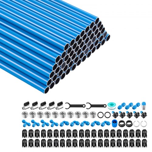 VEVOR Air Compressor Line Piping Kit, Total 71.3 m x 17.3mm (62 x 1.15m), Aluminum Compressed Air Tubing System, High Pressure Resistant, Leak-Proof & Easy-to-Install for Garages Workshops
