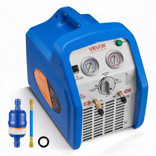 VEVOR Portable Refrigerant Recovery Machine, 1 HP 220-240V 50Hz Dual Cylinder AC Recovery Machine for Liquid Vapor Refrigerant, 1450 RPM Recycling Unit HVAC for Automotive & Household Air Conditioning