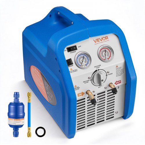 VEVOR Portable Refrigerant Recovery Machine, 3/4 HP 220-240V 50Hz Single Cylinder AC Recovery Machine for Liquid Vapor Refrigerant, 1450 RPM Recycling Unit HVAC Automotive & Household Air Conditioning