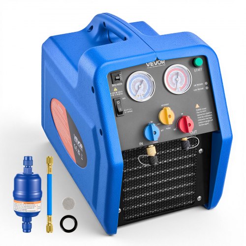 VEVOR Portable Refrigerant Recovery Machine, 3/4 HP 220V 50Hz Single Cylinder AC Recovery Machine for Liquid Vapor Refrigerant, 1450 RPM Recycling Unit HVAC for Automotive & Household Air Conditioning