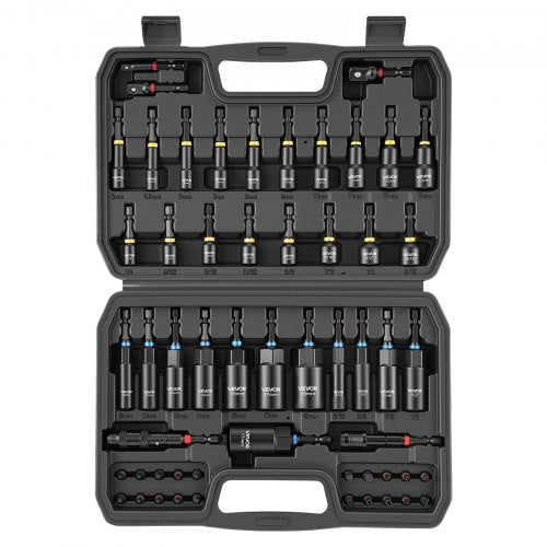 VEVOR Nut Driver Set, 55-Piece, SAE and Metric Sizes, Magnetic Nut Drivers, with Setters, Extension Bar, Bits, and Carrying Case, Versatile for Automotive Repairs, Home Improvements, and DIY Tasks