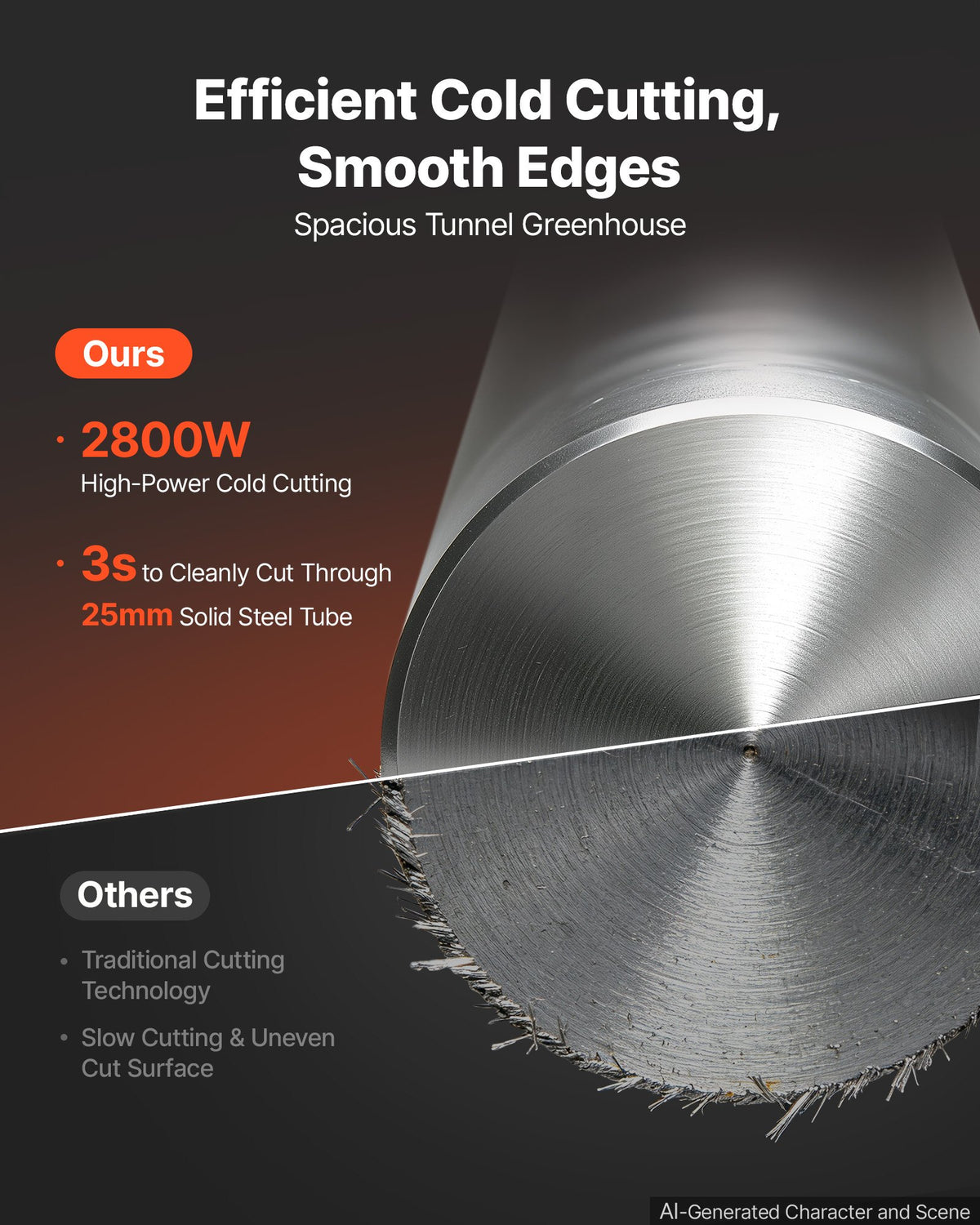 VEVOR Chop Saw 355 mm Cold Cut Blade 2800 W Powerful Motor Cut Off Saw, For Cutting Metal, -45° to 45° Adjustable Angle, Efficient Dry Cutting, with Thickened Blade Guard and Chip Collection Box