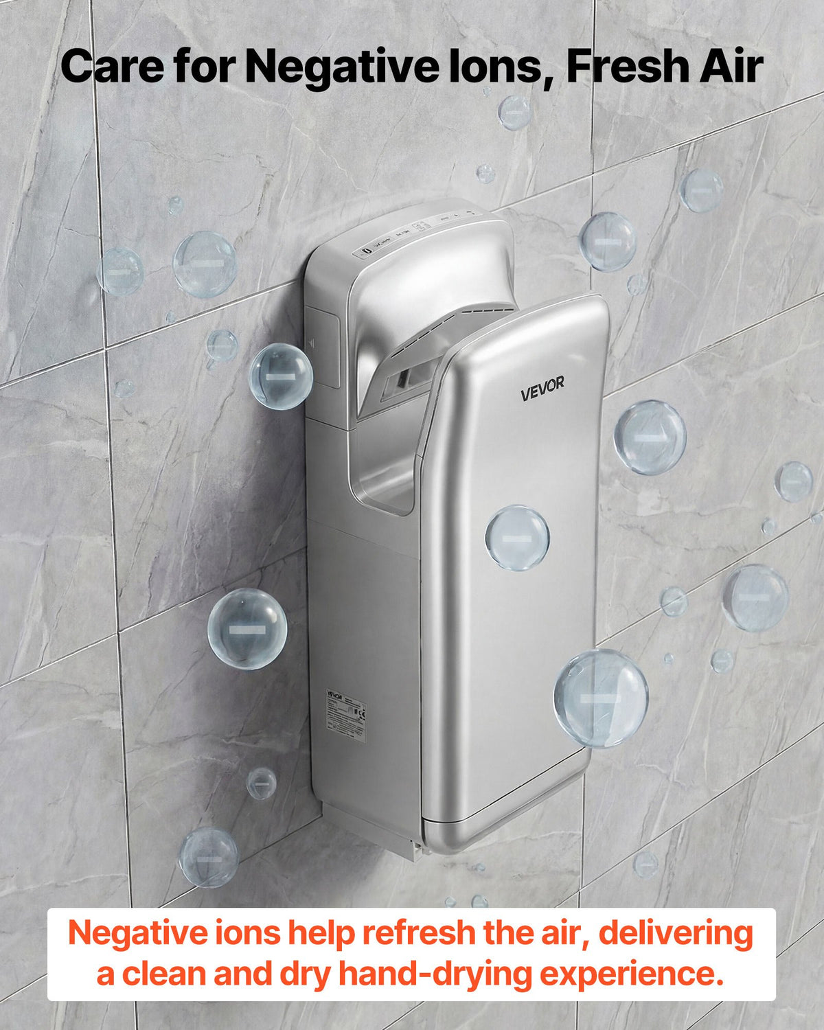 VEVOR Vertical Hand Dryer, Hand Dryers with HEPA Filter, 19000 RPM High-Speed Motor, Dual-Side Airflow, ABS Sturdy Automatic Air Wall Mount Fast Drying for Commercial Bathrooms Modern Home, Silver