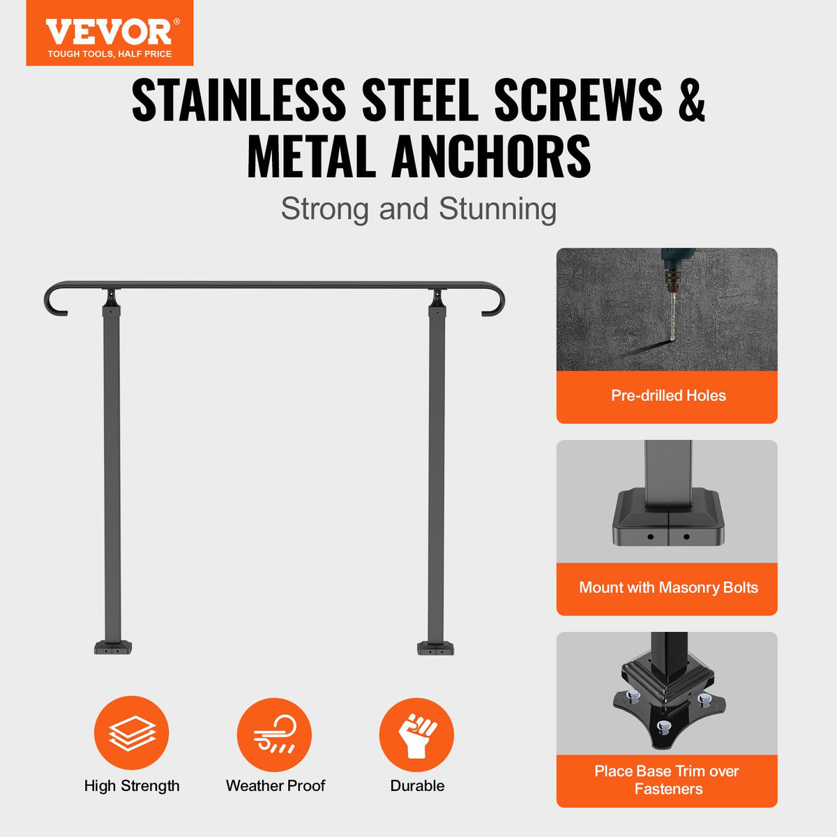 VEVOR Wrought Iron Handrail