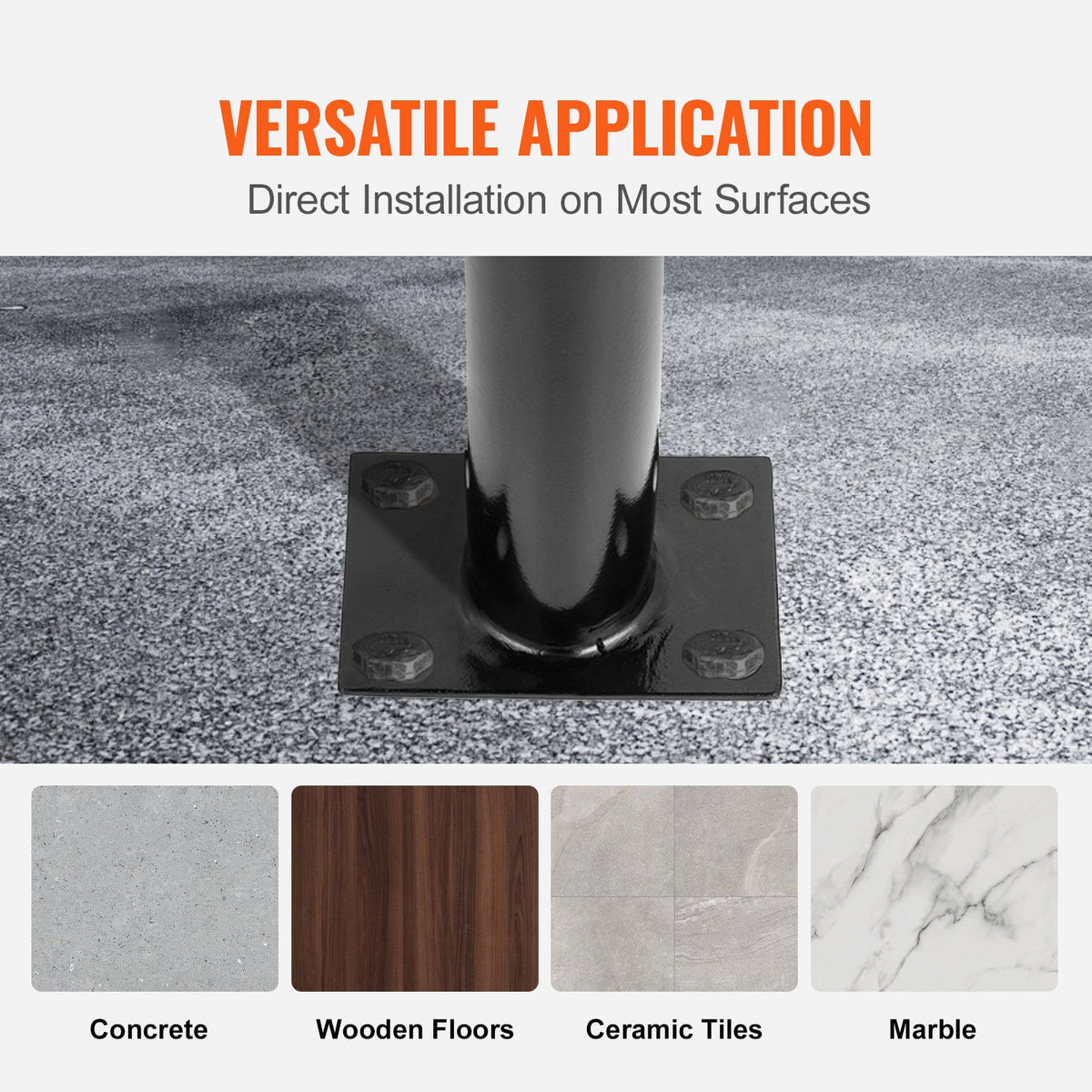 VEVOR Round Type Metal Handrail Step Handrail 2 Steps Handrails for Outdoor Steps Handrails 18L x 38H Inch Steps Stair Railing for Steps with One Bolt Down Post