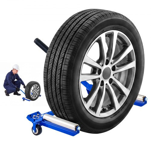 VEVOR Foldable Tire Wheel Dolly, Width Adjustable Truck Car Tire Dolly, 109kg Heavy Duty Steel Support, Fits 381-1016mm Tires, 360° Rotating Rollers, Smooth Rolling Tire Lifter for Workshop & Garages