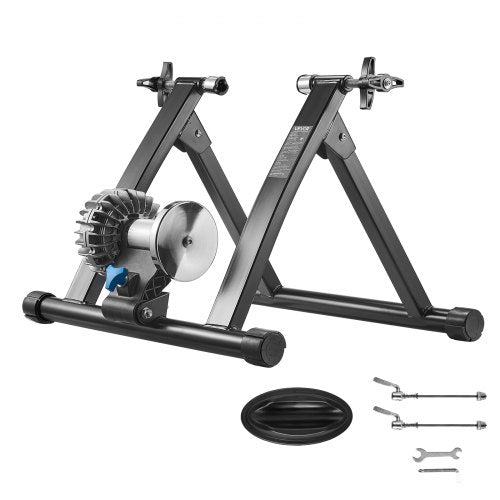 VEVOR Bike Trainer, 660.4-736.6 mm & 700C Wheels, Foldable Fluid Bicycle Stationary Trainer Stand for Indoor Exercise Riding with Quick Release Skewer & Front Wheel Riser Block, Fits Road Bikes, Black
