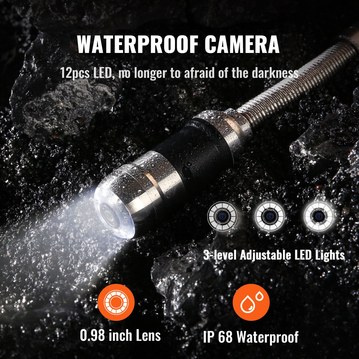 VEVOR Sewer Camera Pipe Inspection Camera 17.8 cm Screen 1000TVL Camera 20.1m