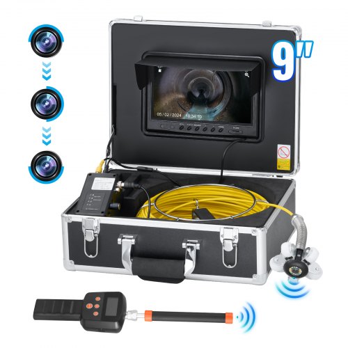 VEVOR Sewer Camera with 512Hz Locator, 165 ft/50 m, 9" Drain Inspection Camera with Self-Leveling, 36X Zoom, Plumbing Camera with Lights-12 LED, 32GB Card, IP68 Waterproof Snake Camera for Duct Pipe