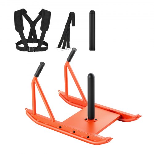 VEVOR Weight Sled, Steel Power Sled, Fitness Strength Training Sleds for Athletic Exercise Speed Improvement, Workout Fitness Equipment with Handle, Compatible with 25/51 mm Weight Plates, Orange