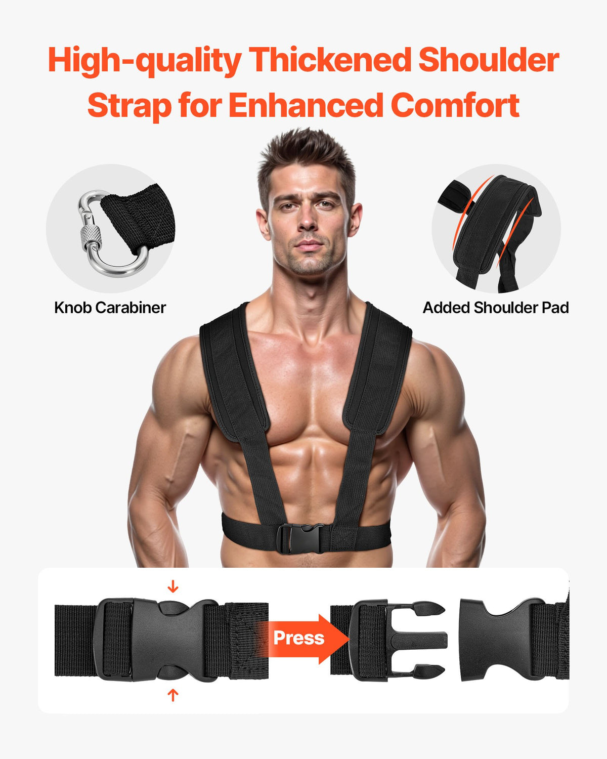 VEVOR Weight Sled, Steel Power Sled, Fitness Strength Training Sleds for Athletic Exercise Speed Improvement, Workout Fitness Equipment with Handle, Compatible with 25/51 mm Weight Plates, Orange