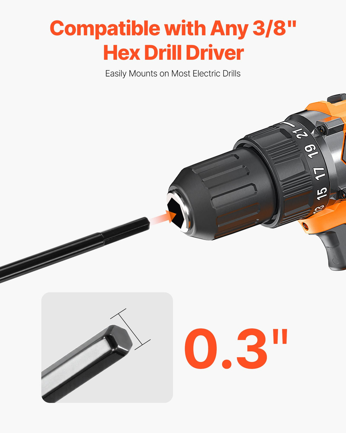 VEVOR Auger Drill Bit for Planting, 40 x 420 mm Spiral Drill Bit, for 3/8" Hex Drive Drills, Heavy Duty Bulb Planter Tool, Hole Drilling Attachments for Garden Post Hole Digger Fence Digging