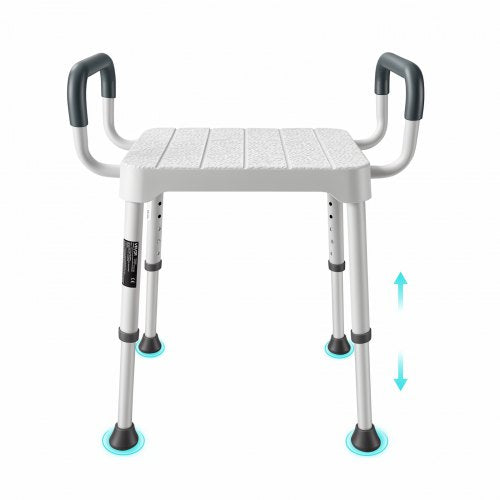 VEVOR Shower Chair with Armrest, 6-Level Height Adjustable Bath Seat for Inside Shower or Tubs, Non-Slip Bathroom Bathtub Chair for Elderly Disabled Injured, 181kg Capacity