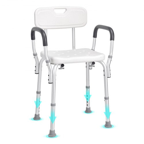 VEVOR Shower Chair, Shower Seat with Back, Adjustable Height Shower Stool, Shower Chair for Inside Shower Bathtub, Non-slip Bathroom Bench Bath Chair for Elderly Disabled Handicap, 158.8 kg Capacity